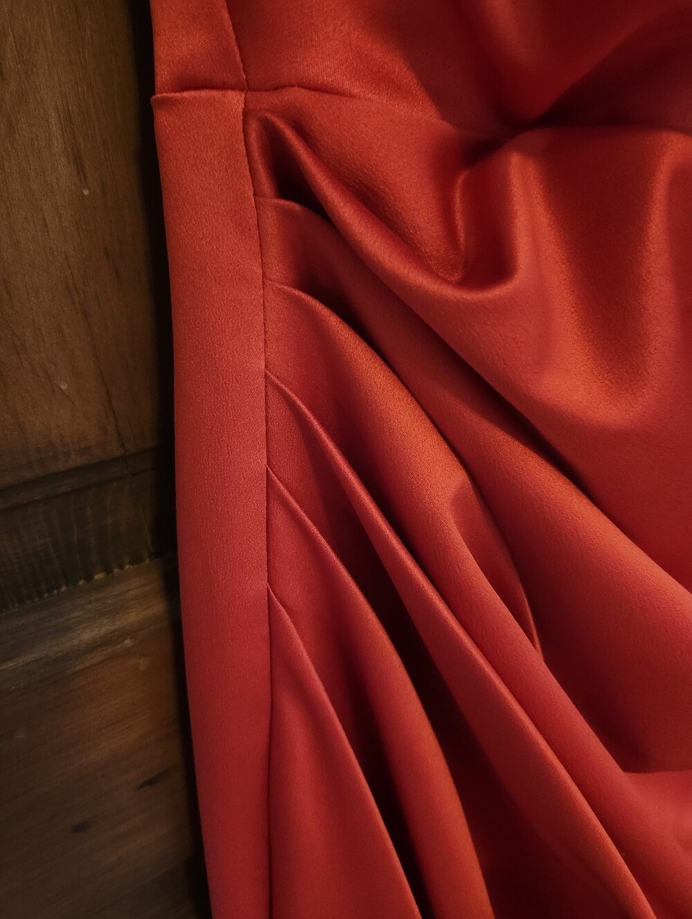 HOUSE OF CB Adrienne Satin Strapless Gown, Scarlet Red, Size M w/ Plus Cups - Picture 5 of 13